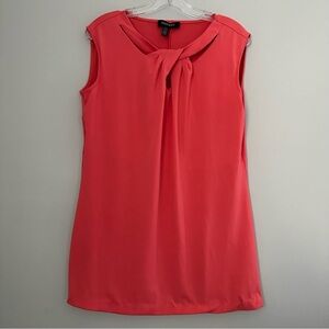 Ellen Tracy Neck twist cutout jersey matte coral sleeveless blouse